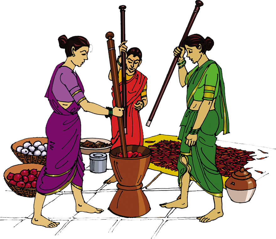 Women grinding spices